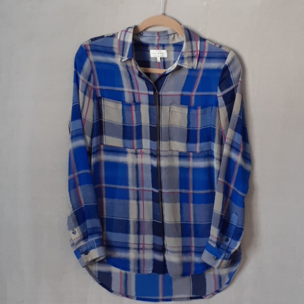 Lucky Brand Sheer Plaid Blouse - Picture 1 of 5